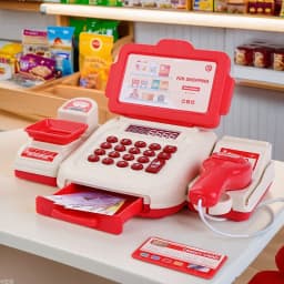 1set Interactive Kids Cash Register Machine Toy with Working Scanner Shopping Cart Play Money Set Play Gift for Children