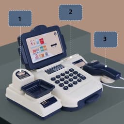 1set Interactive Kids Cash Register Machine Toy with Working Scanner Shopping Cart Play Money Set Play Gift for Children