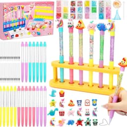 DIY Glitter Pen Making Kit Kids Craft Supplies 80+ Pieces Handmade Art Set Make 16 Pens Cartoon Decor Birthday Gift For Girls Bo