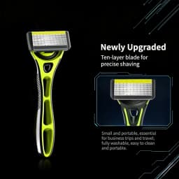 Classic Manual Razor Set: Men's Daily Facial Care, 10-Layer Stainless Steel Razor, Smooth Shave, 1 Handle + 4 Blades, Great Value Offer