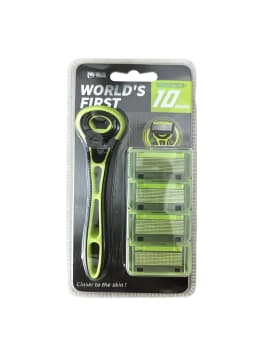 Classic Manual Razor Set: Men's Daily Facial Care, 10-Layer Stainless Steel Razor, Smooth Shave, 1 Handle + 4 Blades, Great Value Offer