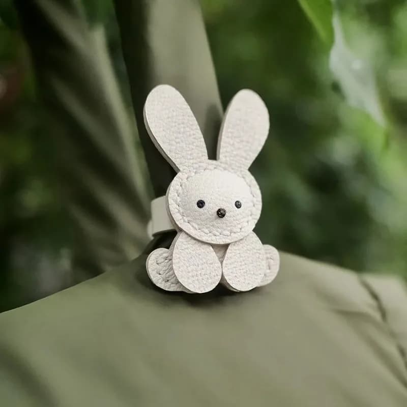 1pc Cute Bunny Bag Charm - Lightweight Synthetic Faux Leather with Stainless Steel Buckle, Adorable Rabbit Design for Backpacks