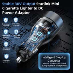 Power Charger for Starlink Mini Car Adapter with 12V-24V to 30V DC Step Up Converter USB-A QC 3.0 Cigarette Lighter Adapter