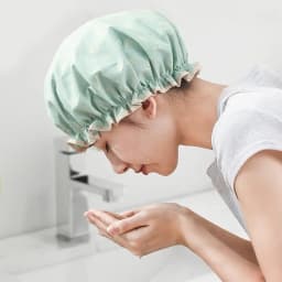 Large Shower Caps For Women, Reusable Waterproof Shower Cap Double Layers Bath Caps With Hair Scrunchies For Long Thick Hair