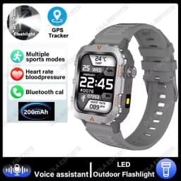 2026 Military SmartWatch Men IP68 5ATM Outdoor Sports Fitness Tracker Waterproof GPS Monitoring 1.96Inch BT Call For Android IOS