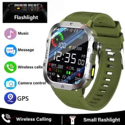 2026 Military SmartWatch Men IP68 5ATM Outdoor Sports Fitness Tracker Waterproof GPS Monitoring 1.96Inch BT Call For Android IOS