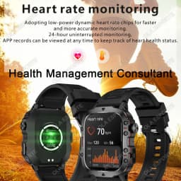 2026 Military SmartWatch Men IP68 5ATM Outdoor Sports Fitness Tracker Waterproof GPS Monitoring 1.96Inch BT Call For Android IOS