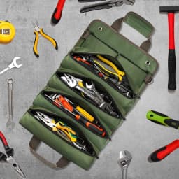 Professional Tool Bag for Mechanics Electricians Carpenters Oxford Roll Up Organizer Garage Storage Portable Multiple Zipper