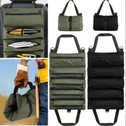 Professional Tool Bag for Mechanics Electricians Carpenters Oxford Roll Up Organizer Garage Storage Portable Multiple Zipper