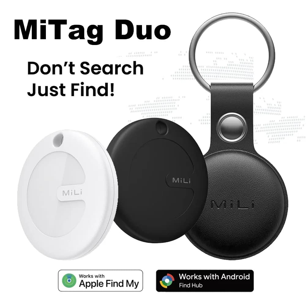 MiTag Duo Smart Tracker Tag Item Finders Compatible with IOS and Google Find Hub App IP67 Waterproof Bluetooth Tracking Tag