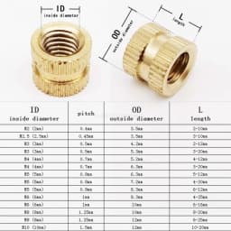 M.4 M1.6 M2 M2.5 M3 M4 M5 M6 M8 Brass Insert Nut Injection Molding Brass Knurled Thread Inserts Nuts
