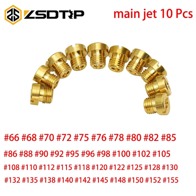 ZSDTRP 10Pcs/set 6mm Main Jet M6 Jets For Dellorto Carburetor PHBH PHBL PHBN PHBE PHBR PHVA PHVB #66-#155