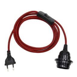 220V AC EU Plug Power Cord Fabric Covered Cable with On/Off Switch E27 Bakelite Lamp Holder Plug-In Cords for DIY Hanging Light