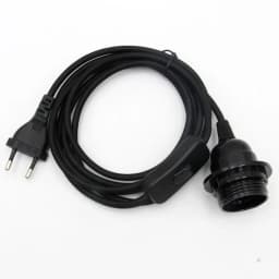 220V AC EU Plug Power Cord Fabric Covered Cable with On/Off Switch E27 Bakelite Lamp Holder Plug-In Cords for DIY Hanging Light