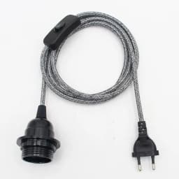 220V AC EU Plug Power Cord Fabric Covered Cable with On/Off Switch E27 Bakelite Lamp Holder Plug-In Cords for DIY Hanging Light