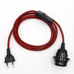 220V AC EU Plug Power Cord Fabric Covered Cable with On/Off Switch E27 Bakelite Lamp Holder Plug-In Cords for DIY Hanging Light