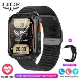LIGE 2026 Outdoor Smart Watch Men 2.01" Screen lP68 Waterproof Watches Rugged Military Bluetooth Call Smartwatch For Android lOS