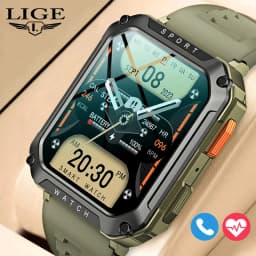 LIGE 2026 Outdoor Smart Watch Men 2.01" Screen lP68 Waterproof Watches Rugged Military Bluetooth Call Smartwatch For Android lOS
