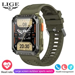 LIGE 2026 Outdoor Smart Watch Men 2.01" Screen lP68 Waterproof Watches Rugged Military Bluetooth Call Smartwatch For Android lOS
