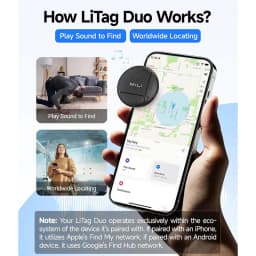 LiTag Duo Tracker Tag MiLi Smart Tag Item Finders Compatible with IOS Find My or Google Find Hub App Key Finder Item Locator