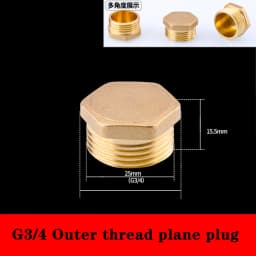 G1"1/4"1/8"3/8"1/2"3/4"G2" BSP Female Threaded Brass Pipe Hex Head Brass Stopper End Cap Plug Plumbing Fitting Connector Adapter