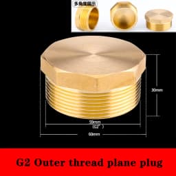 G1"1/4"1/8"3/8"1/2"3/4"G2" BSP Female Threaded Brass Pipe Hex Head Brass Stopper End Cap Plug Plumbing Fitting Connector Adapter
