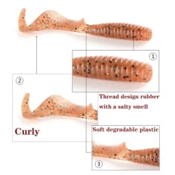5PCS Long Tail Worm Soft Lures Swimbaits 60mm 1.8g Jig Wobblers Tackle Smell With Salt Silicone Artificial Bait Bass Carp Pesca