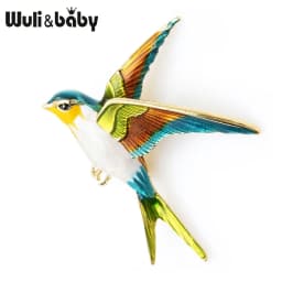 Wuli&Baby Enamel Flying Swallow Brooch Pins For Women Animal Bird Broche Jewelry Gift