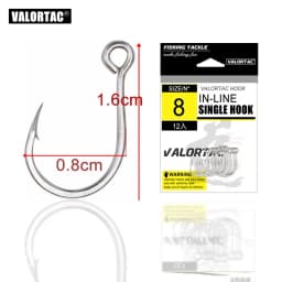 2/0 1/0 1 2 3 4 Big Eye Single Hook Inline FishHooks 12pcs/pack For Live Bait And Hardbait Single Fishing Hooks