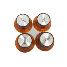 4pcs Guitar Top Hat Speed Control Knobs 2 Volumes & 2 Tones Silver Bell for LP SG Guitar