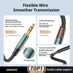 SAMZHE Jack Aux Cable 3.5mm Audio Cord Aux Jack 3.5 Male to Male Cable Jack 3.5 Audio Cord for Phone Car Headphones Speaker MP3