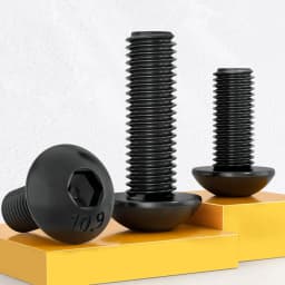 M2 M2.5 M3 M4 M5 M6 M8 M10 Grade 10.9 Alloy Steel Screws Hex Socket Round Head Cap Black Screw Furniture Fastener Bolt