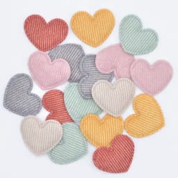 50Pcs/lot 35*30mm Padded Glitter Cloth Heart Appliques for DIY Hat Clothes Leggings Sewing Supplies Headwear Decor Patches