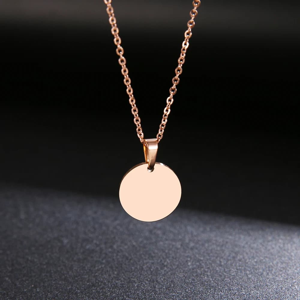 DOTIFI Stainless Steel Necklace Round Circle Pendant For Women Elegant Clavicle Rose Gol DNecklace Wedding Jewelry Wholesale