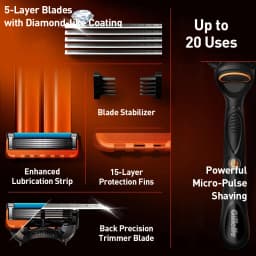 Gillette Fusion 5 FlexBall Power Razor 5 Blade Coating Micro-Vibration Technology Men's Shaver with Precision Trimmer