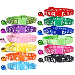 Pet Collar with Tag Holder Airtag Protective Case, Reflective Cat Collars with Bells Adjustable 8-12.5" To Fit All Domestic Cats