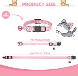 Pet Collar with Tag Holder Airtag Protective Case, Reflective Cat Collars with Bells Adjustable 8-12.5" To Fit All Domestic Cats