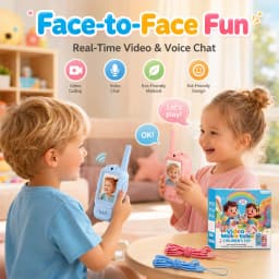 2PCS Kids Video Walkie Talkies USB Charging Indoor and Outdoor High Definition Intercom Children's Toys Birthday Gifts Ages 3-12