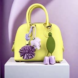 Purple Butterfly & Flower Keychain Charm Set, Cute PU Leather Floral Bag Accessories for Purple Lovers/Realistic Bloom/Good Gift