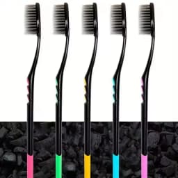 10pcs Charcoal Infused Soft Bristle Toothbrush for Deep Oral Cleaningand Gum Care -Ldeal for Daily Use by Adults at Home