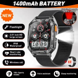 LIGE New Outdoor Military 1400 mAh Battery Smart Watch Men IP68 Waterproof LED Flashlight Health Monitor Call Sports Smartwatch