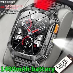 LIGE New Outdoor Military 1400 mAh Battery Smart Watch Men IP68 Waterproof LED Flashlight Health Monitor Call Sports Smartwatch