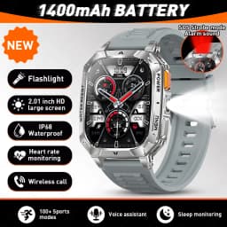 LIGE New Outdoor Military 1400 mAh Battery Smart Watch Men IP68 Waterproof LED Flashlight Health Monitor Call Sports Smartwatch