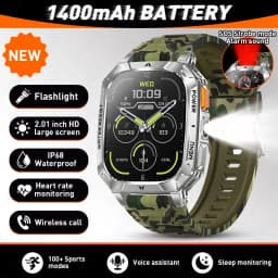 LIGE New Outdoor Military 1400 mAh Battery Smart Watch Men IP68 Waterproof LED Flashlight Health Monitor Call Sports Smartwatch