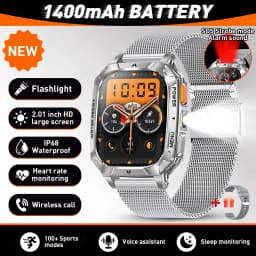 LIGE New Outdoor Military 1400 mAh Battery Smart Watch Men IP68 Waterproof LED Flashlight Health Monitor Call Sports Smartwatch