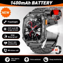 LIGE New Outdoor Military 1400 mAh Battery Smart Watch Men IP68 Waterproof LED Flashlight Health Monitor Call Sports Smartwatch