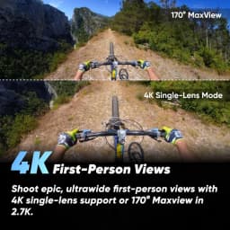 360 Active HDR Video Action Camera 4K Single-Lens Camera Waterproof Stabilization 2.29" Touchscreen Wintersports and Vlogging