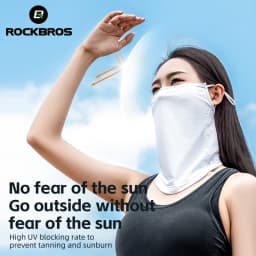 ROCKBROS Summer Ice Silk Cycling Face Mask Breathable Anti-UV Bike Face Neck Cover Bandana MTB Road Sports Hanging Ear Scarf