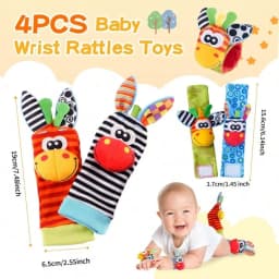 4Pcs Delightful Baby Rattle Sock Toys - Perfect for Kids - Stimulate Learning and Teething Fun!