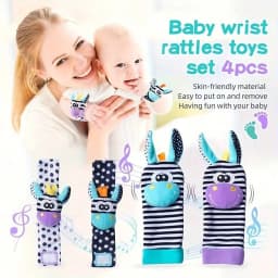 4Pcs Delightful Baby Rattle Sock Toys - Perfect for Kids - Stimulate Learning and Teething Fun!